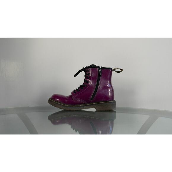 Doc Martens Delaney Purple Combat Boots Girl Sz 2 Air Wair Lace Up Zippered Side - Picture 5 of 11